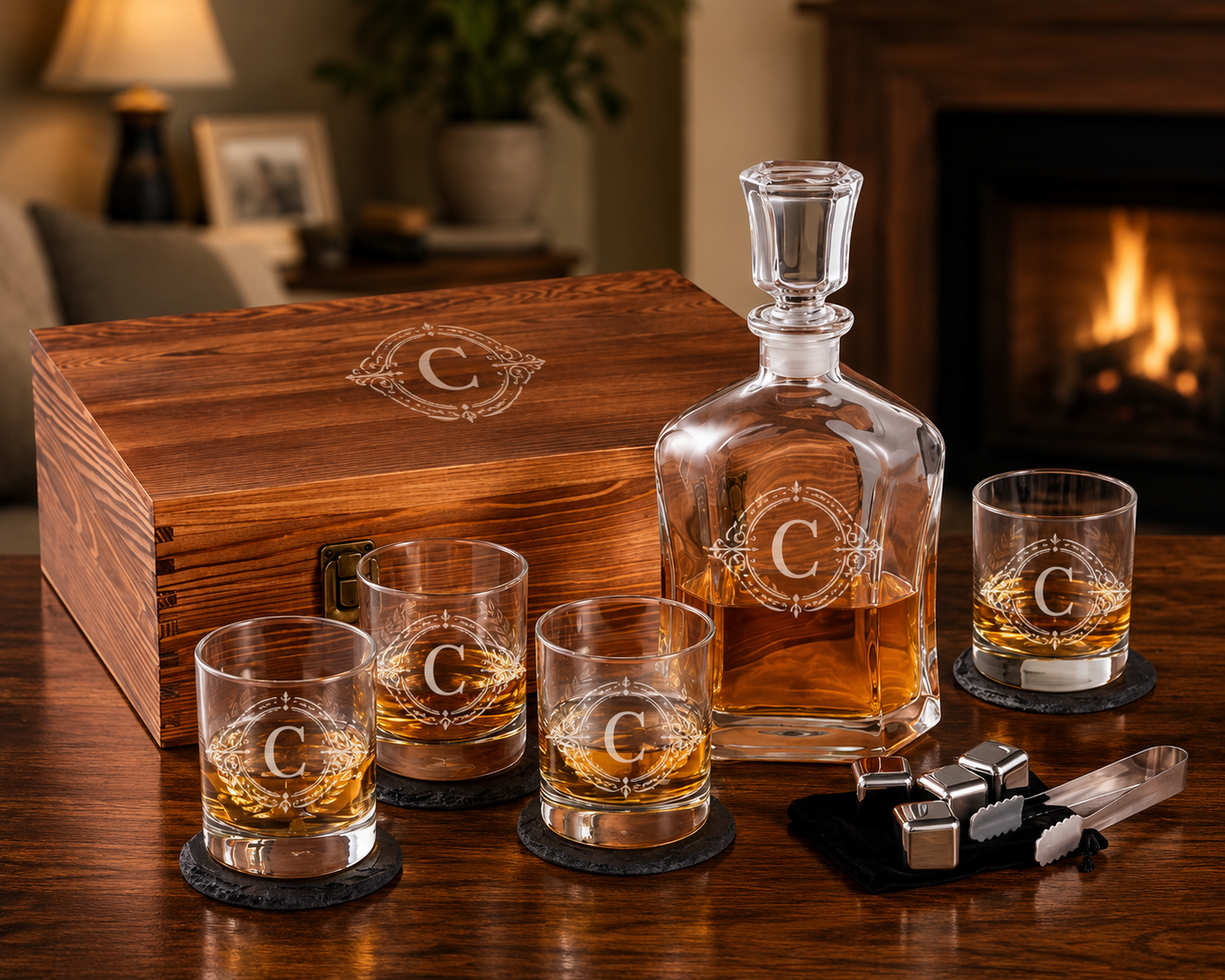 Engraved drinkware set